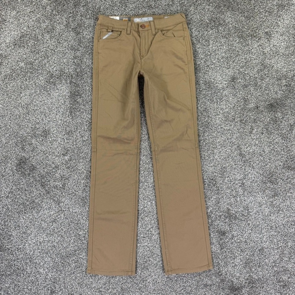 NEW Ariat Rebar Made Tough Work Pants Womens 27R Khaki DuraStretch Straight Leg